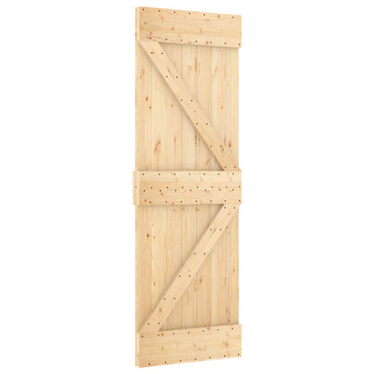 vidaXL Sliding Door Natural and Black 70 x 210 cm Solid Pine Wood