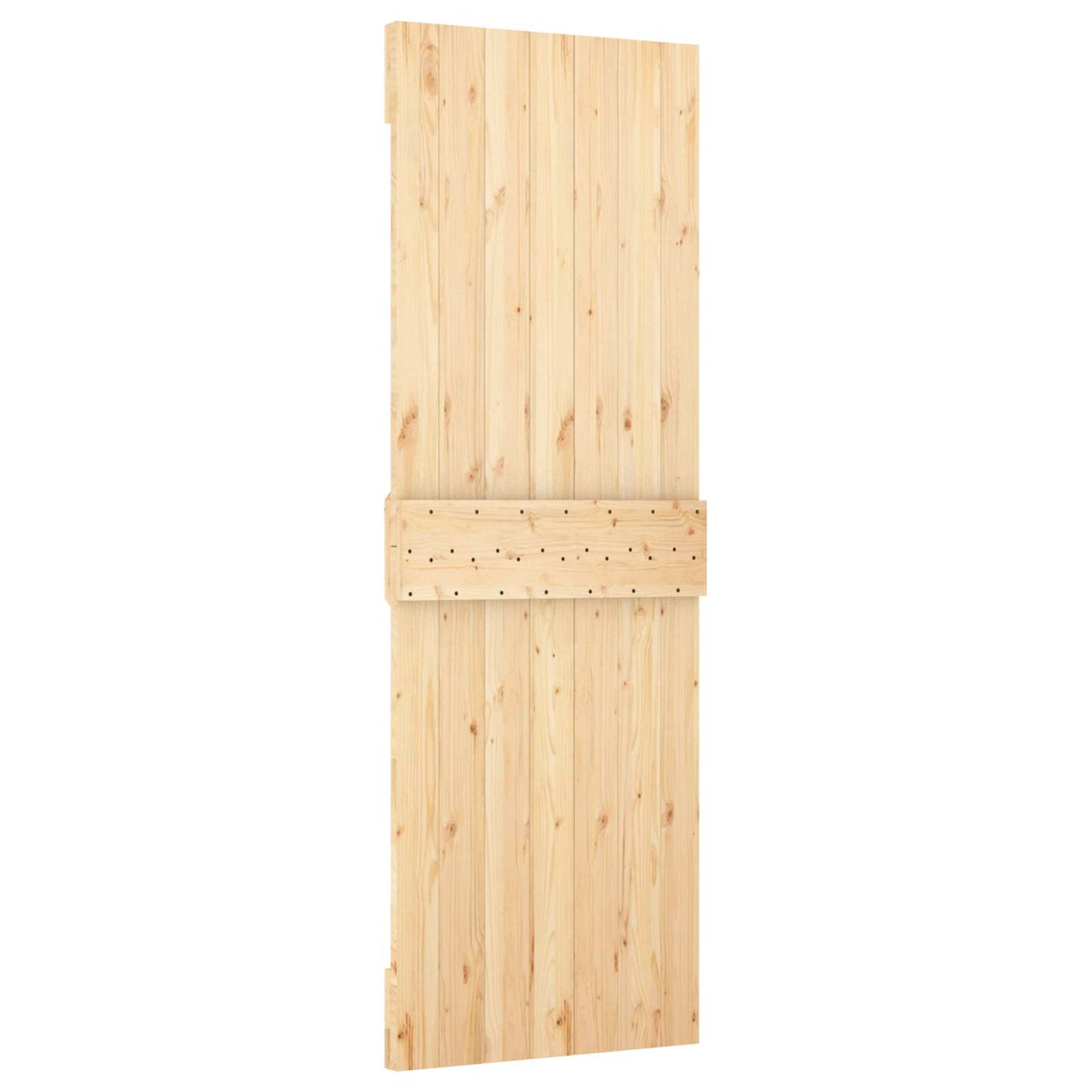 vidaXL Sliding Door Natural and Black 70 x 210 cm Solid Pine Wood