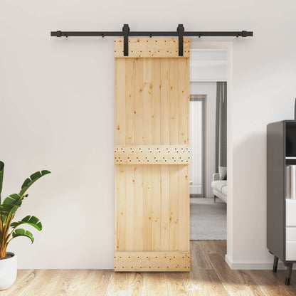 vidaXL Sliding Door Natural and Black 70 x 210 cm Solid Pine Wood