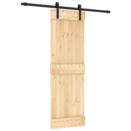 vidaXL Sliding Door Natural and Black 70 x 210 cm Solid Pine Wood
