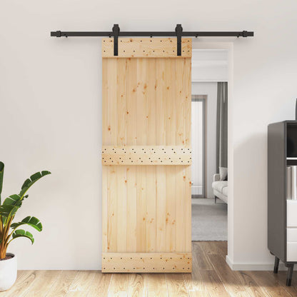 vidaXL Sliding Door Natural and Black 80 x 210 cm Solid Pine Wood