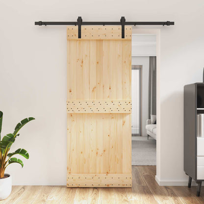 vidaXL Sliding Door Natural and Black 85 x 210 cm Solid Pine Wood