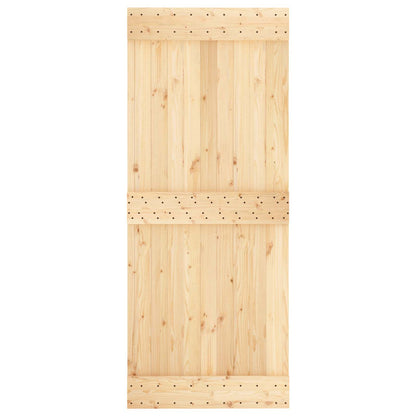 vidaXL Sliding Door Natural and Black 85 x 210 cm Solid Pine Wood