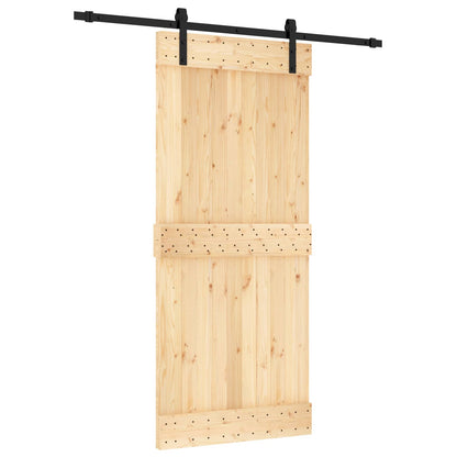 vidaXL Sliding Door Natural and Black 90 x 210 cm Solid Pine Wood