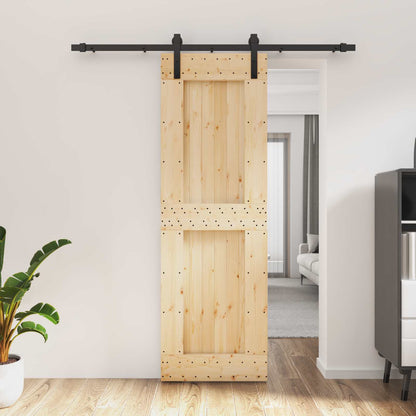 vidaXL Sliding Door Natural and Black 70 x 210 cm Solid Pine Wood