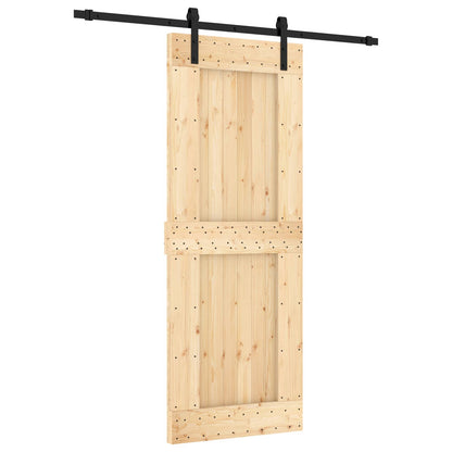 vidaXL Sliding Door Natural and Black 80 x 210 cm Solid Pine Wood