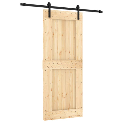 vidaXL Sliding Door Natural and Black 85 x 210 cm Solid Pine Wood