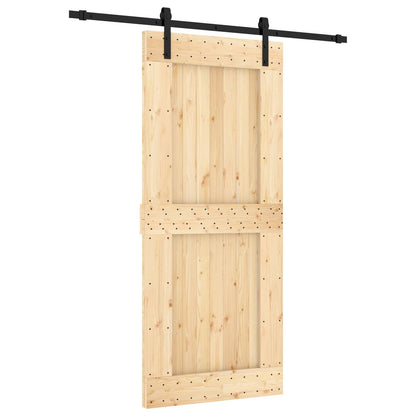 vidaXL Sliding Door Natural and Black 90 x 210 cm Solid Pine Wood
