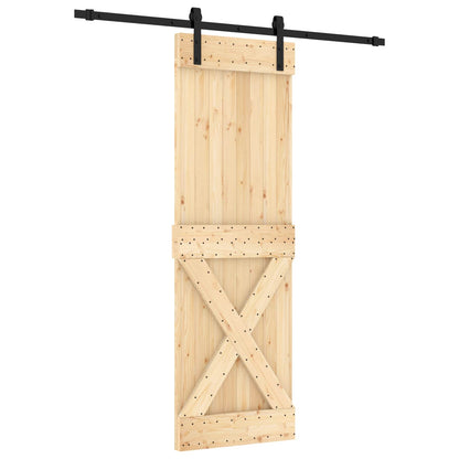 vidaXL Sliding Door Natural and Black 70 x 210 cm Solid Pine Wood
