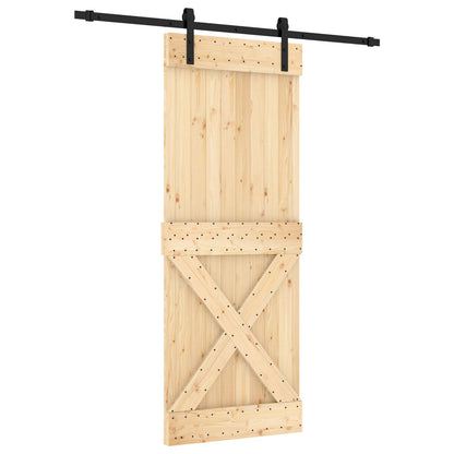 vidaXL Sliding Door Natural and Black 80 x 210 cm Solid Pine Wood