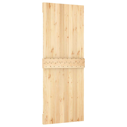 vidaXL Sliding Door Natural and Black 80 x 210 cm Solid Pine Wood