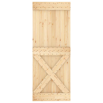 vidaXL Sliding Door Natural and Black 80 x 210 cm Solid Pine Wood