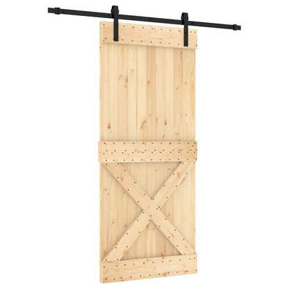 vidaXL Sliding Door Natural and Black 90 x 210 cm Solid Pine Wood