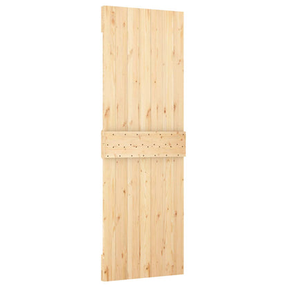 vidaXL Sliding Door Natural and Black 70 x 210 cm Solid Pine Wood