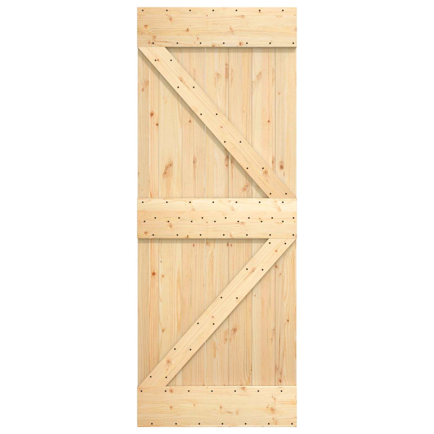 vidaXL Sliding Door Natural and Black 70 x 210 cm Solid Pine Wood