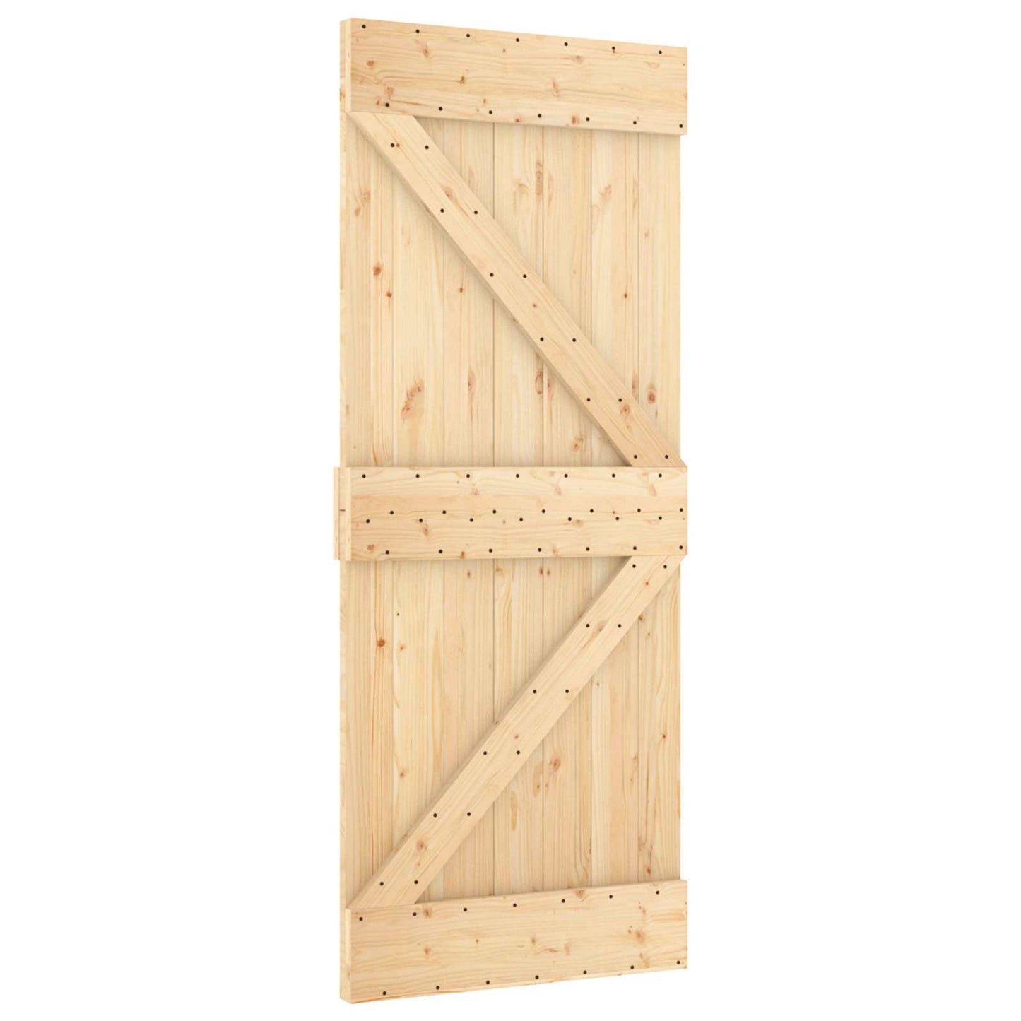 vidaXL Sliding Door Natural and Black 85 x 210 cm Solid Pine Wood