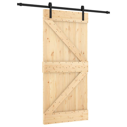 vidaXL Sliding Door Natural and Black 95 x 210 cm Solid Pine Wood