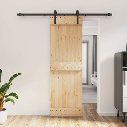 vidaXL Sliding Door Natural and Black 70 x 210 cm Solid Pine Wood