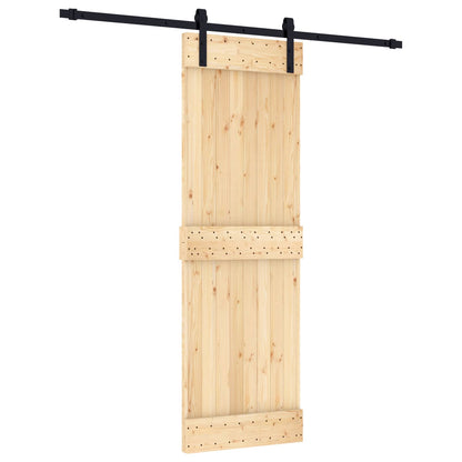 vidaXL Sliding Door Natural and Black 70 x 210 cm Solid Pine Wood