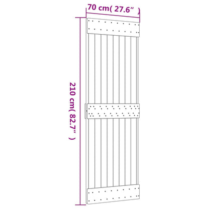 vidaXL Sliding Door Natural and Black 70 x 210 cm Solid Pine Wood