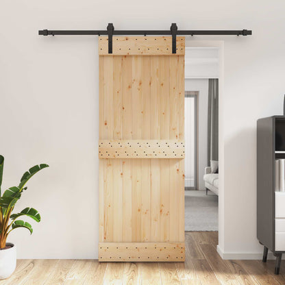 vidaXL Sliding Door Natural and Black 80 x 210 cm Solid Pine Wood