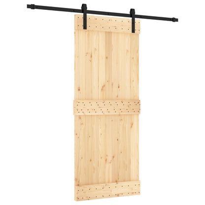 vidaXL Sliding Door Natural and Black 85 x 210 cm Solid Pine Wood