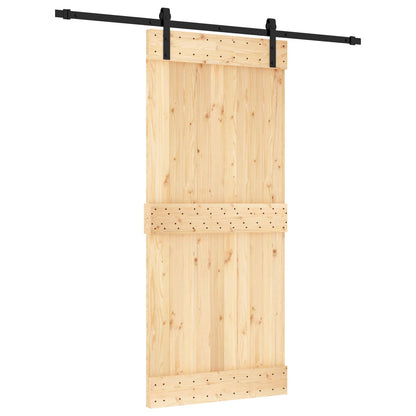 vidaXL Sliding Door Natural and Black 90 x 210 cm Solid Pine Wood