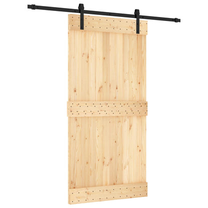 vidaXL Sliding Door Natural and Black 100 x 210 cm Solid Pine Wood