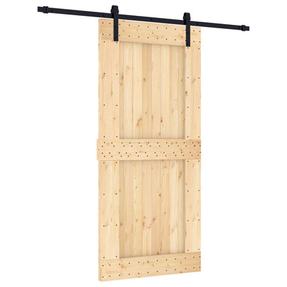 vidaXL Sliding Door Natural and Black 95 x 210 cm Solid Pine Wood