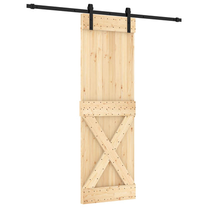 vidaXL Sliding Door Natural and Black 70 x 210 cm Solid Pine Wood