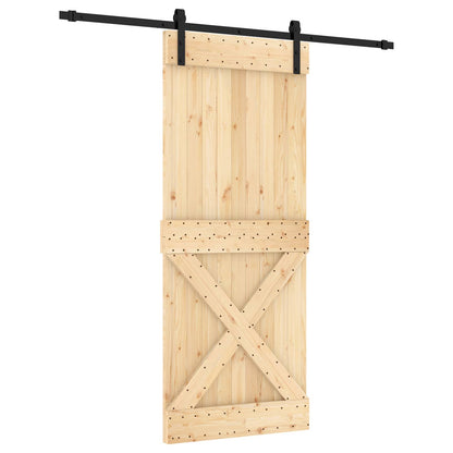 vidaXL Sliding Door Natural and Black 85 x 210 cm Solid Pine Wood