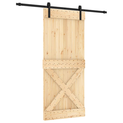 vidaXL Sliding Door Natural and Black 90 x 210 cm Solid Pine Wood