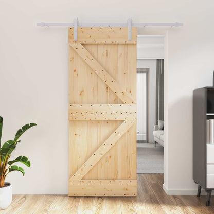 vidaXL Sliding Door Natural and White 85 x 210 cm Solid Pine Wood