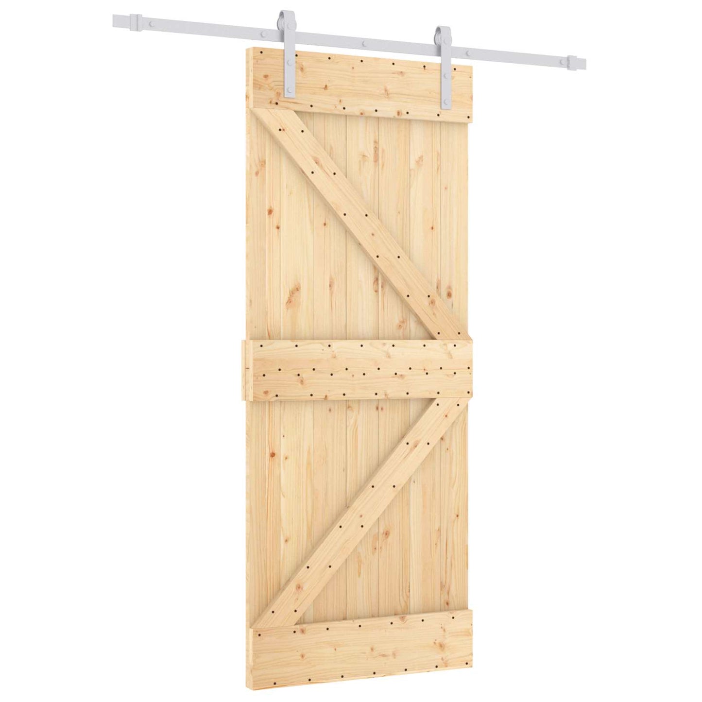vidaXL Sliding Door Natural and White 85 x 210 cm Solid Pine Wood