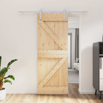 vidaXL Sliding Door Natural and White 80 x 210 cm Solid Pine Wood