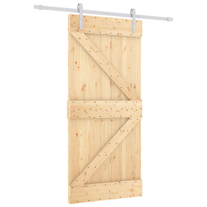 vidaXL Sliding Door Natural and White 90 x 210 cm Solid Pine Wood