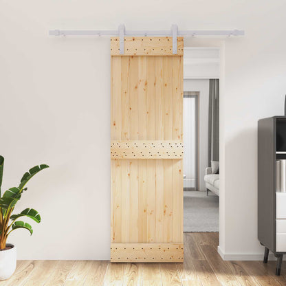 vidaXL Sliding Door Natural and White 70 x 210 cm Solid Pine Wood