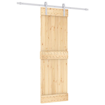vidaXL Sliding Door Natural and White 70 x 210 cm Solid Pine Wood