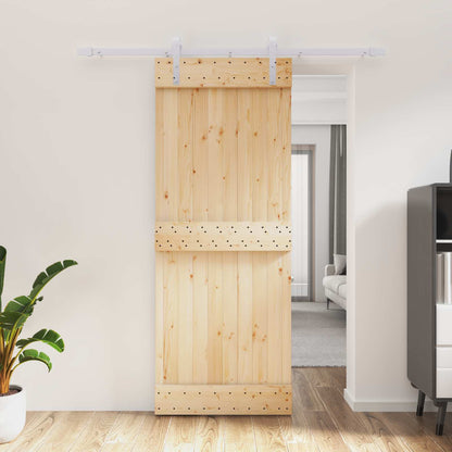 vidaXL Sliding Door Natural and White 80 x 210 cm Solid Pine Wood