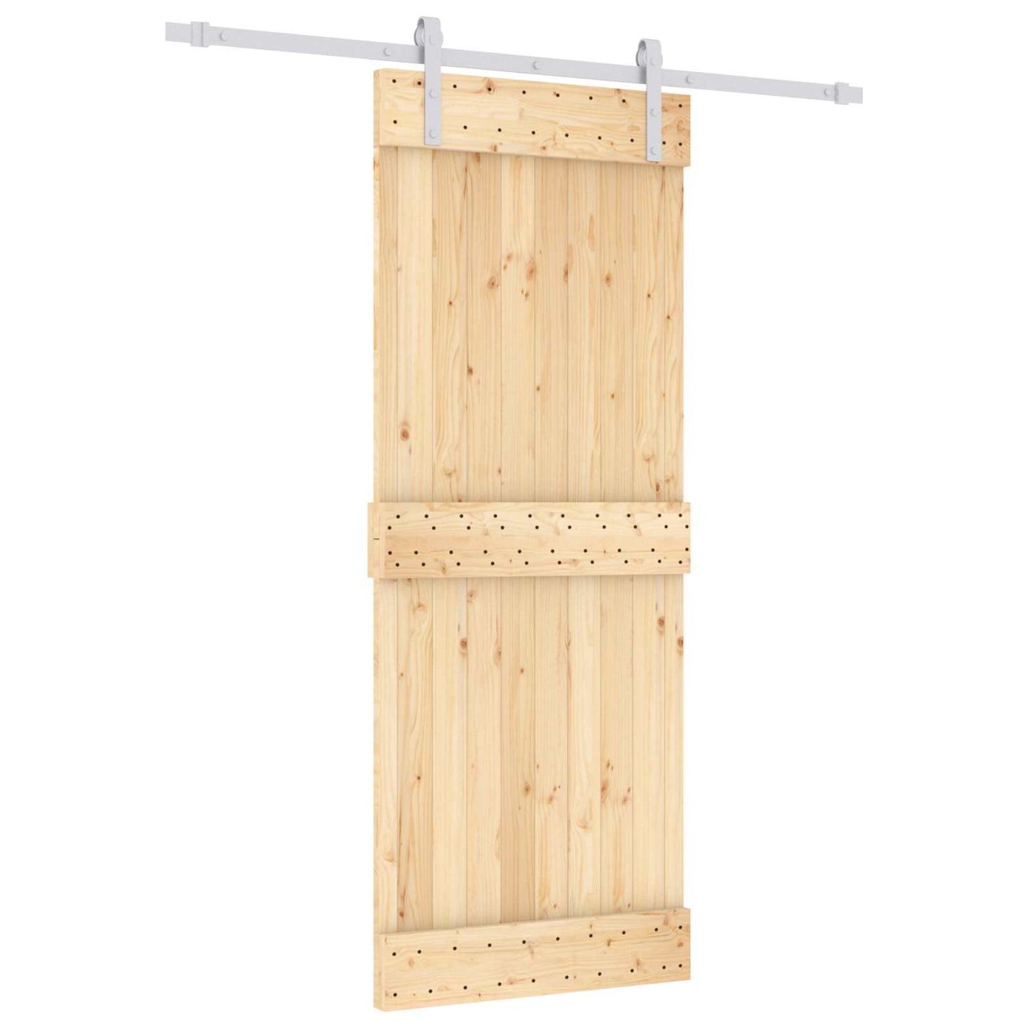 vidaXL Sliding Door Natural and White 80 x 210 cm Solid Pine Wood