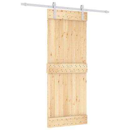vidaXL Sliding Door Natural and White 80 x 210 cm Solid Pine Wood