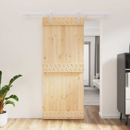 vidaXL Sliding Door Natural and White 85 x 210 cm Solid Pine Wood