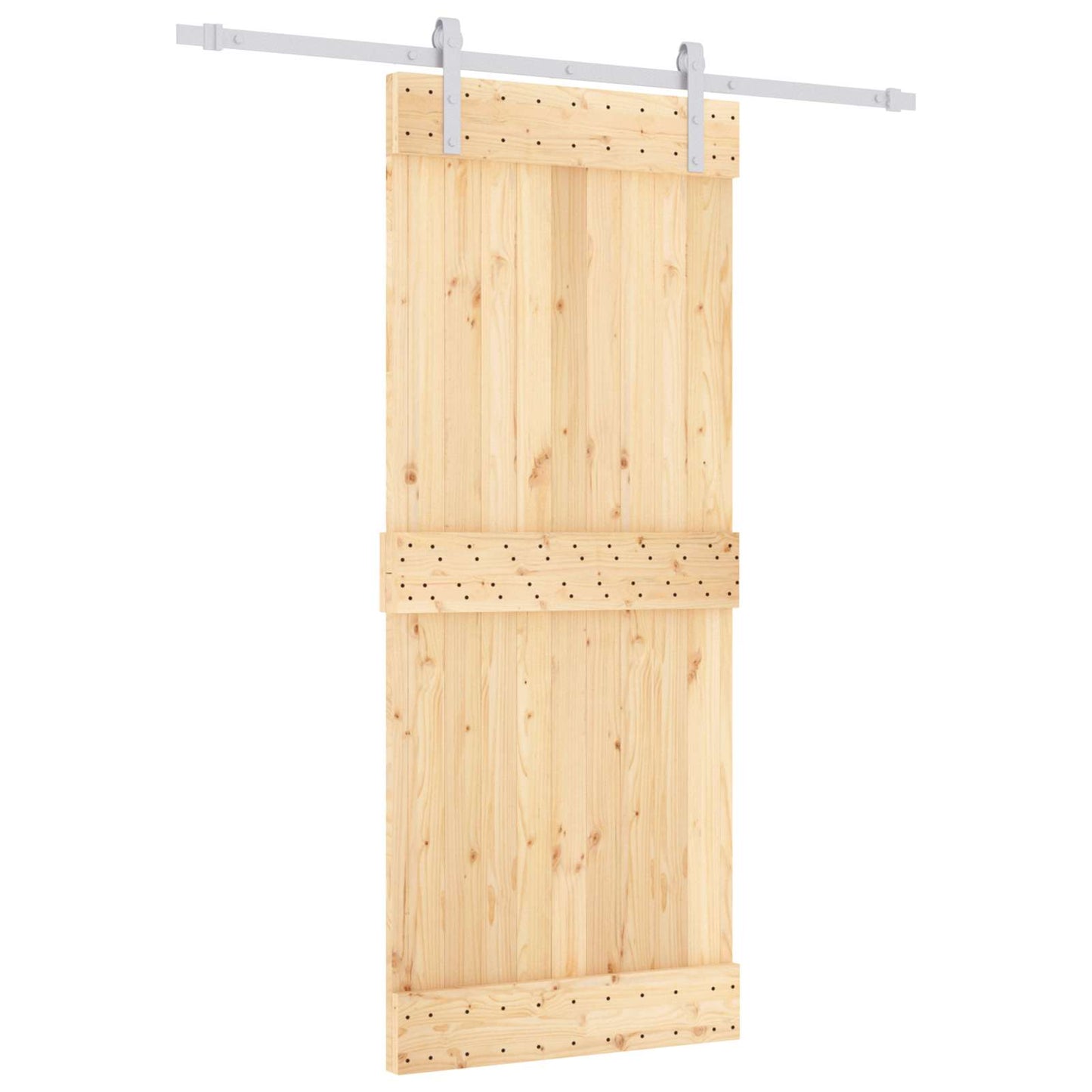 vidaXL Sliding Door Natural and White 85 x 210 cm Solid Pine Wood