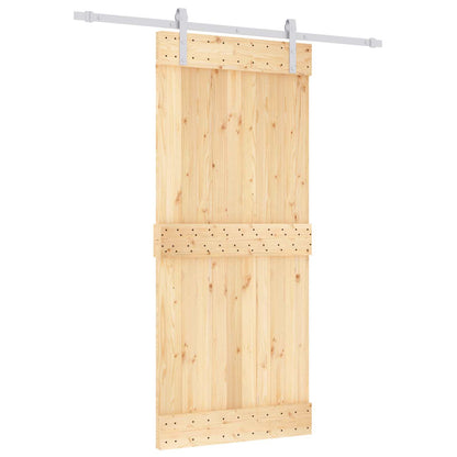 vidaXL Sliding Door Natural and White 90 x 210 cm Solid Pine Wood