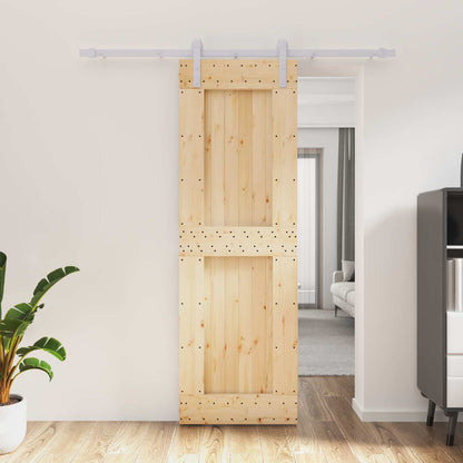 vidaXL Sliding Door Natural and White 70 x 210 cm Solid Pine Wood