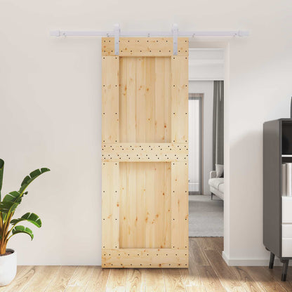 vidaXL Sliding Door Natural and White 80 x 210 cm Solid Pine Wood