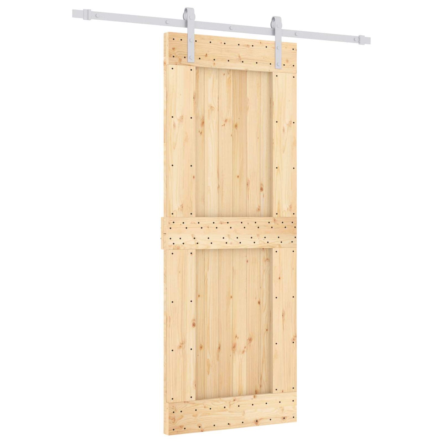 vidaXL Sliding Door Natural and White 80 x 210 cm Solid Pine Wood