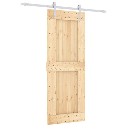 vidaXL Sliding Door Natural and White 80 x 210 cm Solid Pine Wood