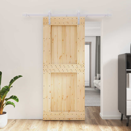vidaXL Sliding Door Natural and White 85 x 210 cm Solid Pine Wood