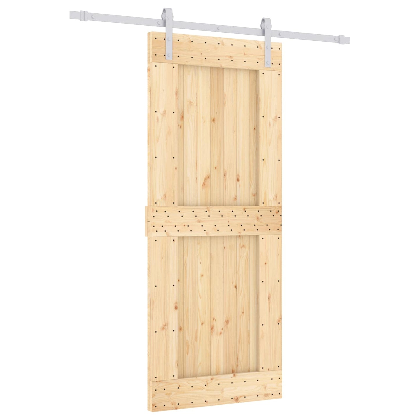 vidaXL Sliding Door Natural and White 85 x 210 cm Solid Pine Wood